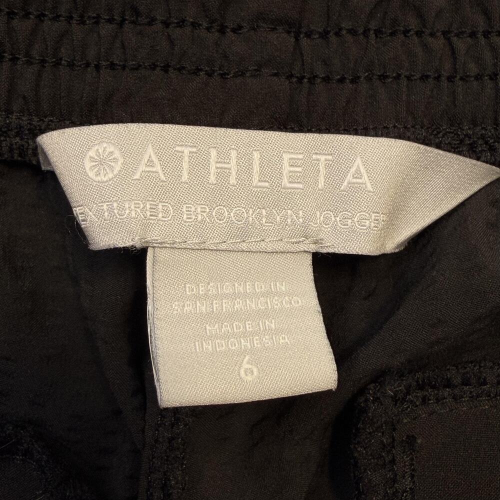 Athleta Textured Brooklyn Jogger Pants Womens 6 Black Elastic Waist Zip Pockets - Picture 10 of 15